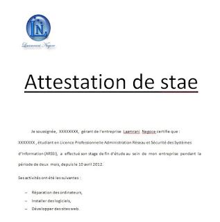 W Exemples De Mod Les D Attestation De Stage Word Gratuit Et