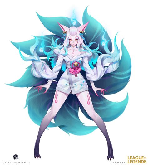 Artstation Spirit Blossom Mega Fox Ahri Character Illustration ♦️