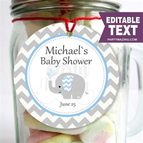 Free thank you tags templates hamle rsd7 org. Editable Printable Baby Blue Elephant Tags Boy Baby Shower ...