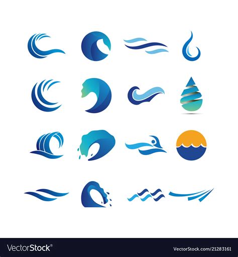 Collection Of Abstract Water Waves Royalty Free Vector Image