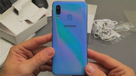 Samsung Galaxy A40 Unboxing Blue Color Hdr10 Youtube