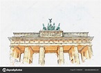 Dibujo en acuarela o ilustración de la puerta de Brandenburgo en Berlín ...