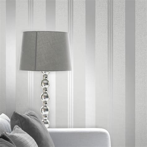 Fine Decor Quartz Silver Wallpaper Stripe Geometric Damask