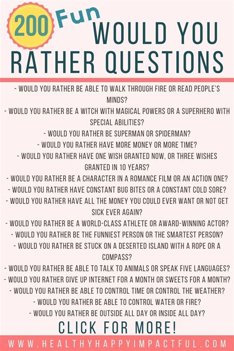 List Of Questions Funny Would You Rather Would You Rather Questions