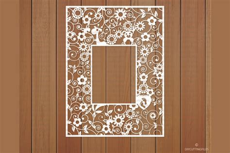 Baby Floral Frame Paper Cut Template Svg