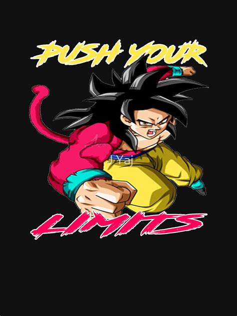 Goku Ssj4 Push Your Limits Yellow Red Letter T Shirt By Mugenjyaj