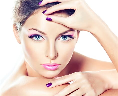 Womans Purple Manicure Look Girl Makeup Blue Eyed Hd Wallpaper