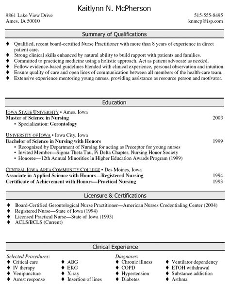 Sample Resume For New Graduate Nurse Practitioner Coverletterpedia