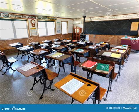 Desks Inside A One Room Schoolhouse Editorial Image Image Of Stove