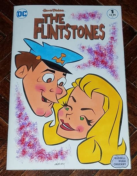 The Flintstones Sketch Cover Original Art Samantha And Perry Gunnite