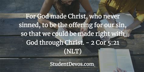 Daily Bible Verse And Devotion 2 Cor 521 Student Devos Youth And