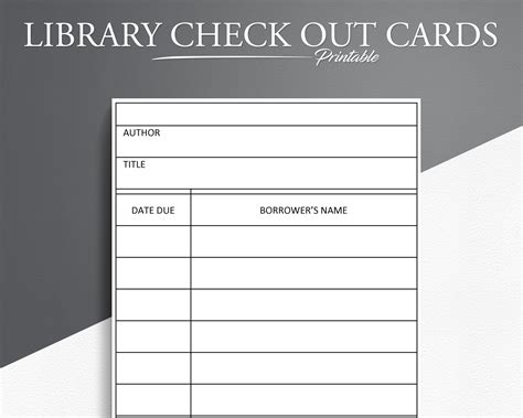 Printable Library Check Out Cards