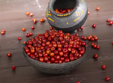 Indian Fruit Red Berry On Wooden Background Stock Photo Image Of