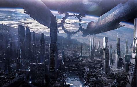 Обои космос Art Mass Effect 3 Citadel Space Station Destroyed