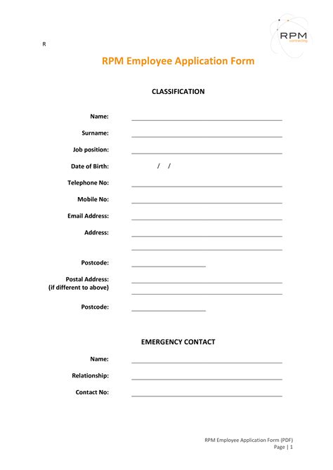 Employee Application Form Templates At
