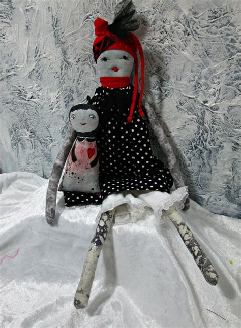 Items Similar To Ooak Handmade Rag Doll With Baby Textile One Of A Kind