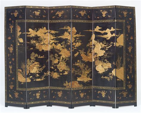 Japanese Six Fold Lacquered Screen Artlistings