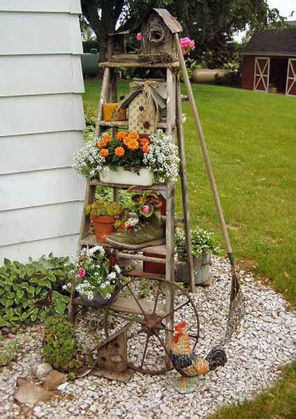 There are 141 decorated ladder for sale on etsy, and they cost $41.76 on average. Outdoor Garden Decorations Made of Old Wooden Ladders