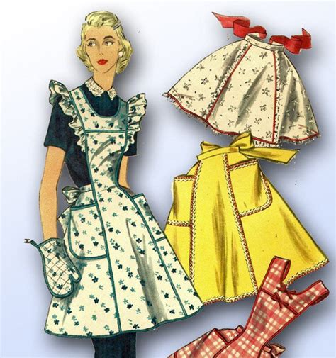 1950s Vintage Simplicity Sewing Pattern 1358 Misses Full Bib Apron