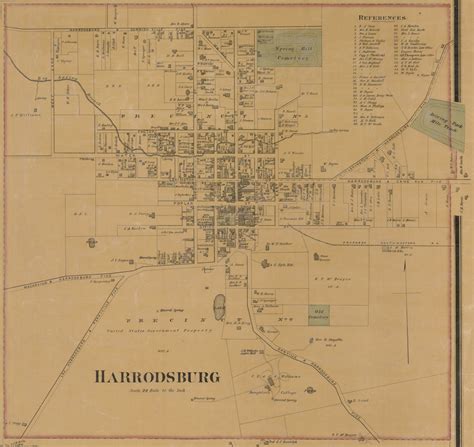 Harrodsburg Village Precincts 5and6 Mercer County Kentucky 1876 Old