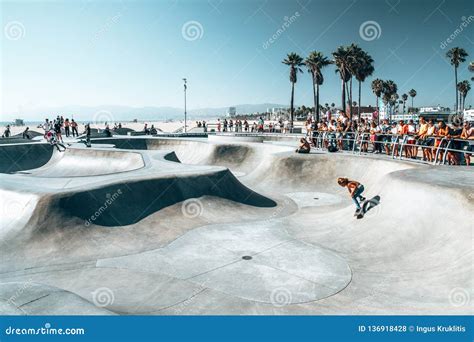 Venice Beach Skate Park By The Ocean Editorial Stock Photo Image Of