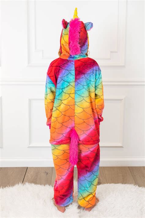 Adult Mermaid Unicorn Hooded Union Suit Pajamas Onesie Rainbow Etsy