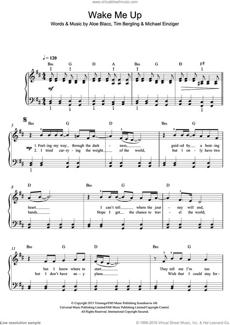 Avicii Wake Me Up Sheet Music Easy For Piano Solo Pdf