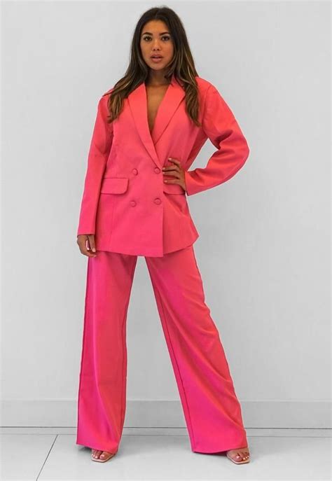 Hot Pink Tailored Wide Leg Pants In 2021 Hot Pink Pants Hot Pink