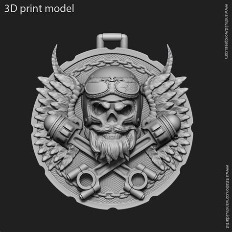 Biker Skull Vol3 Pendant Jewelry 3d Model 3d Printable Cgtrader