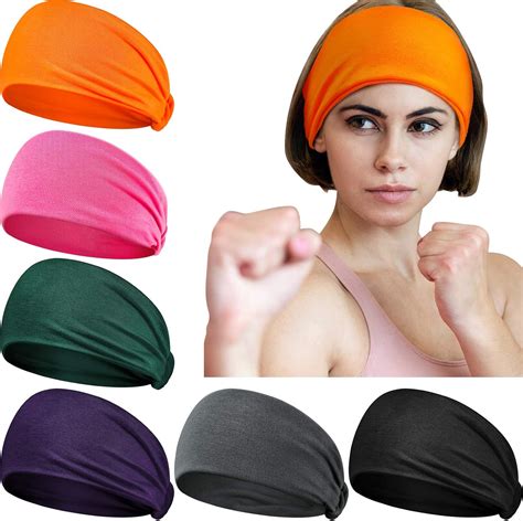 6 Pieces Wide Workout Headbands For Women Sweatbands Exercise Hairbands Non Slip Head Bands For