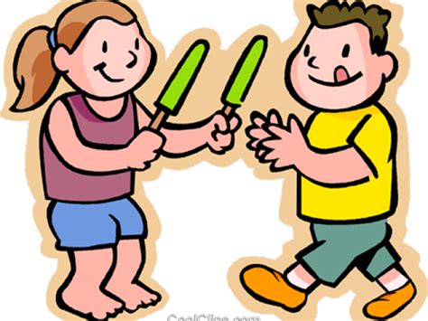 Snack Clipart Kids Sharing Eating A Popsicle Cartoon Transparent