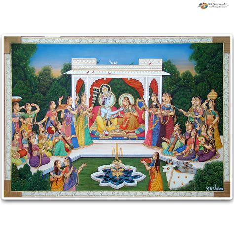 Divine Raas Leela Radha Krishna Miniature Painting R K Sharma