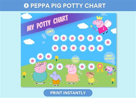 Peppa Pig Potty Training Chart Printable Sticker Chart For Etsy Ireland