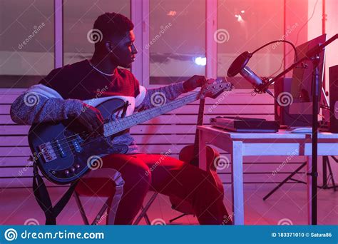Create Music And A Recording Studio Concept - Black Man Guitarist ...