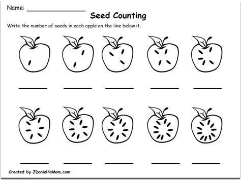 Counting Worksheets 1 10 With An Apple Theme