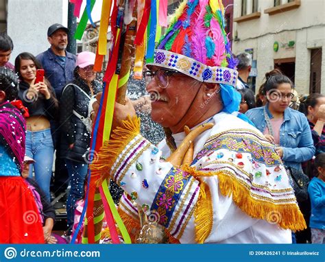 Senior Man Folk Dancers On Carnival Parade Ecuador Editorial Photo