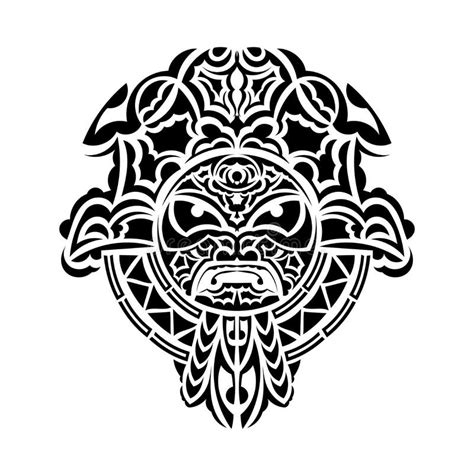 Tribal Mask Traditional Totem Symbol Black Tattoo In The Style Of The
