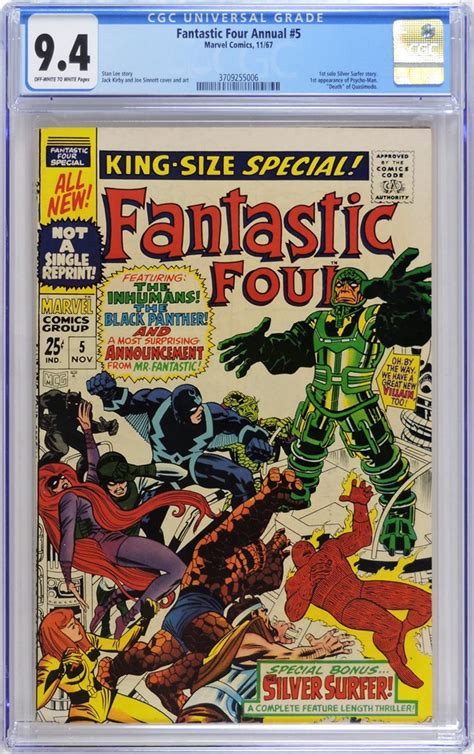 Dig Auction Fantastic Four Annual 5 Cgc Nm 94 1967