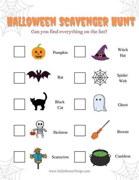 Neighborhood Halloween Scavenger Hunt For Kids Free Printable