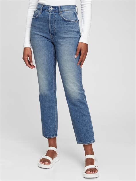 High Rise Cheeky Straight Jeans With Washwell Gap