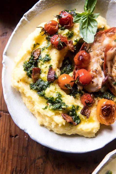Brown Butter Lobster With Kale Pesto Polenta Recipe Seafood Entrees