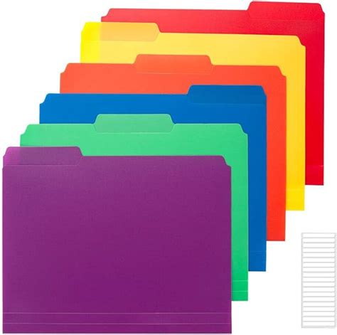 Sooez 6 Pack Colored Plastic File Folders With Sticky