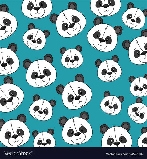 Cute And Adorable Panda Bear Pattern Background Vector Image