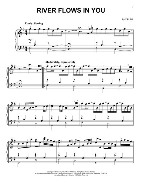 Yiruma River Flows In You Classical Sheet Music Piano Notes Guitar