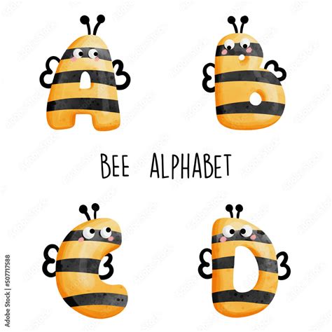 Bee Alphabetbee Font Vector Illustration Stock Vector Adobe Stock