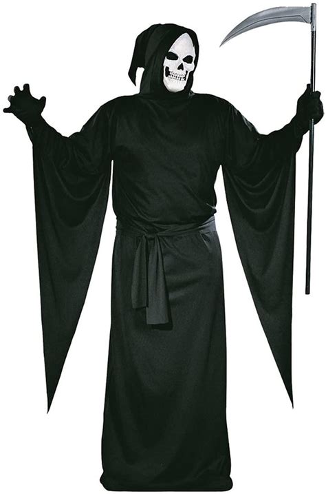 Grim Reaper Halloween Costume For Children Black With Hood Size L
