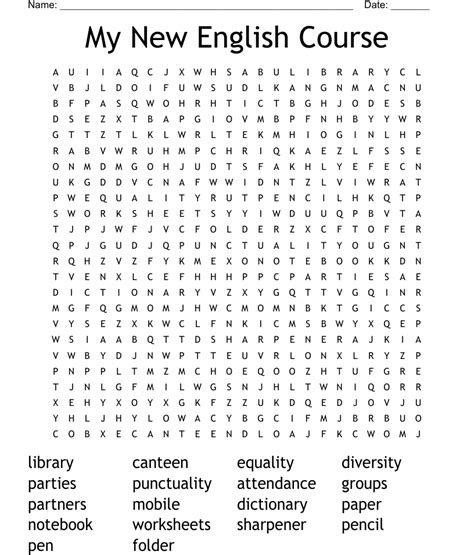 My New English Course Word Search Wordmint