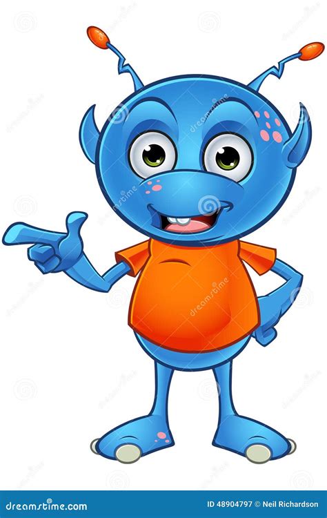 Blue Alien Creature Cartoon Mascot Vector Illustration Cartoondealer