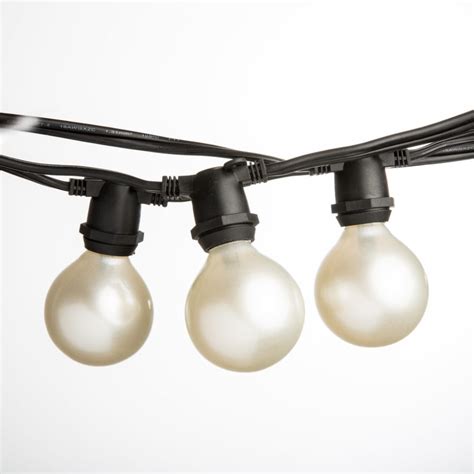 C9 Commercial String Light Sets Black Wire With G50 White Satin Pearl