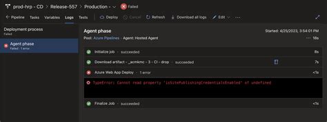 Deployment Azure Web App Deploy Error Typeerror Cannot Read